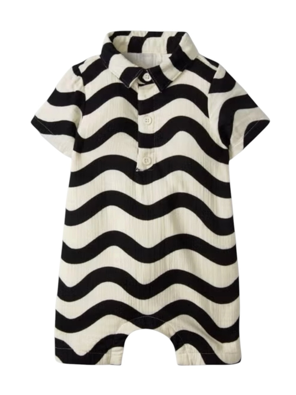Hanna Andersson Black & Off White Wavy-Stripe One-Piece Bodysuit | size 2T